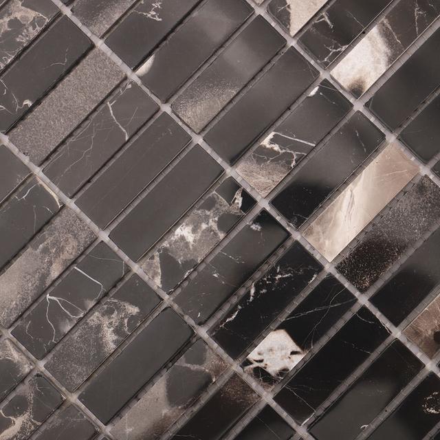 Nero Marquina Black Marble Mosaic Tiles for Bathrooms — mosaic ghép nghệ thuật bằng đá marble đen