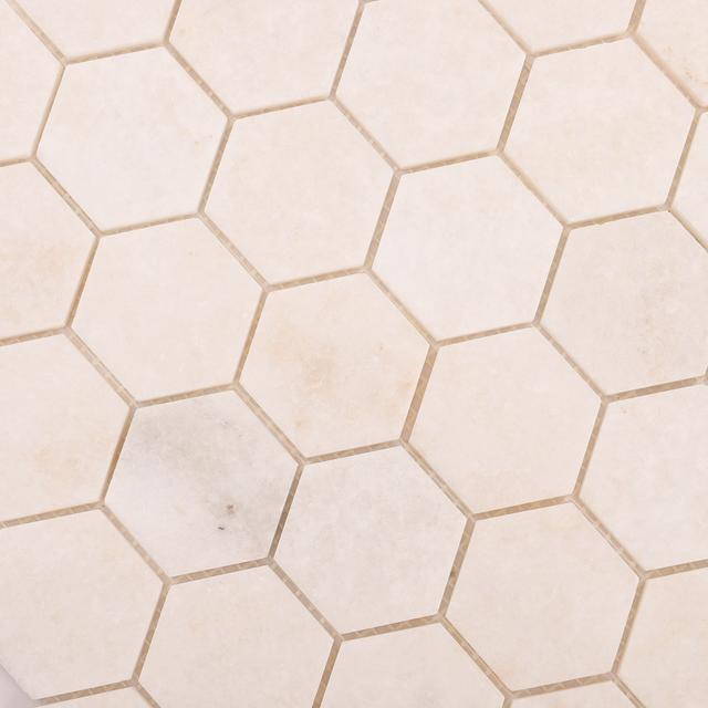 Crystal White Hexagon Marble Mosaic Tiles — mosaic lục giác bằng đá marble trắng