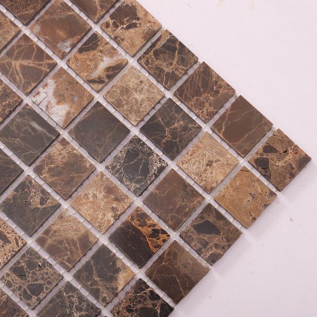 Emperador Brown Marble Mosaic Tiles 23x23mm — mosaic ghép nghệ thuật bằng đá marble nâu & nâu Emperador