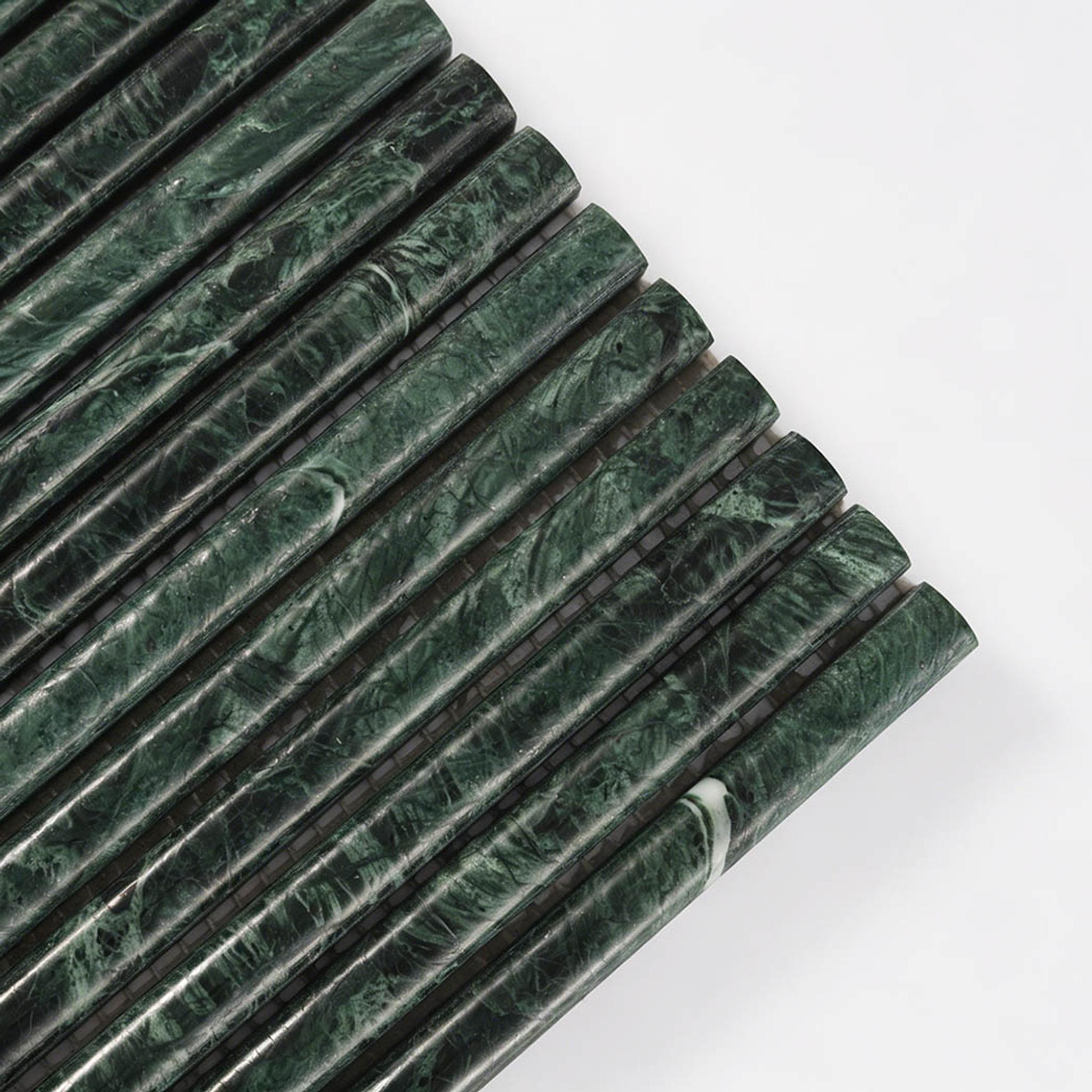 Green Concave Fluted Marble Tile Stacked Mosaic — mosaic rãnh sọc (fluted) bằng đá marble xanh lục