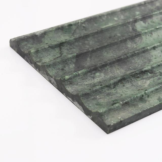 Green Marble Fluted Wall Tile for Luxury Bar and Restaurant Interiors — mosaic rãnh sọc (fluted) bằng đá marble xanh lục