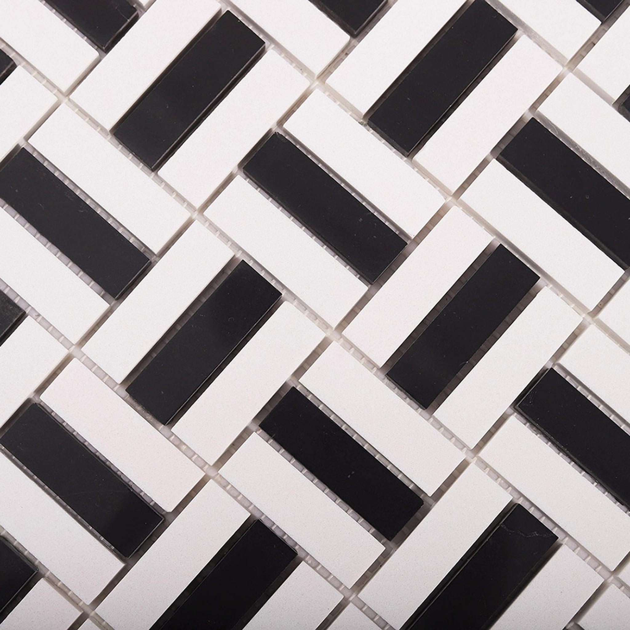 Black and White Faux Marble Mosaic Tiles — mosaic ghép nghệ thuật bằng đá marble đen & trắng