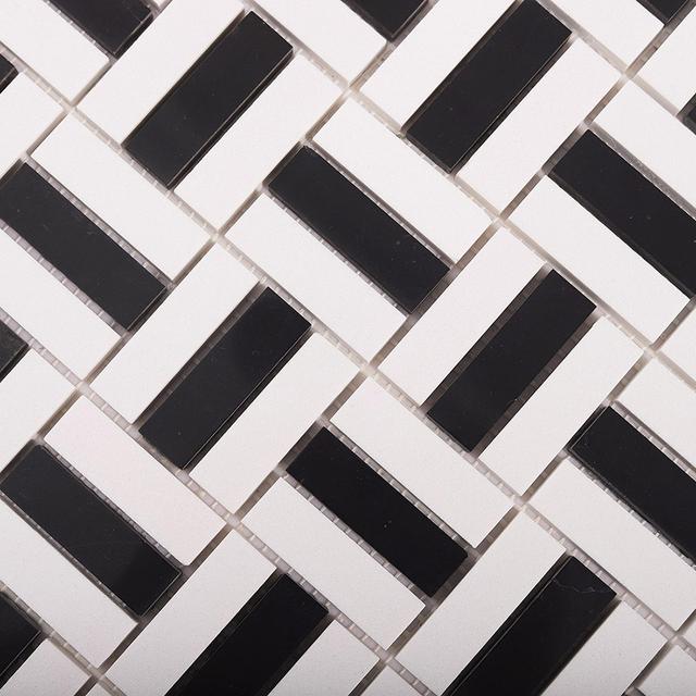 Black and White Faux Marble Mosaic Tiles — mosaic ghép nghệ thuật bằng đá marble đen & trắng