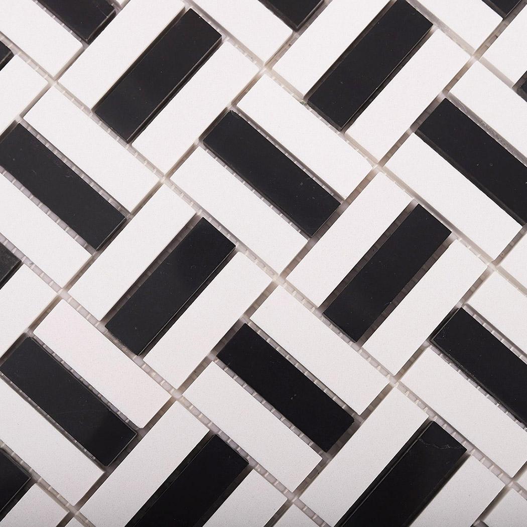 Black and White Faux Marble Mosaic Tiles — mosaic ghép nghệ thuật bằng đá marble đen & trắng