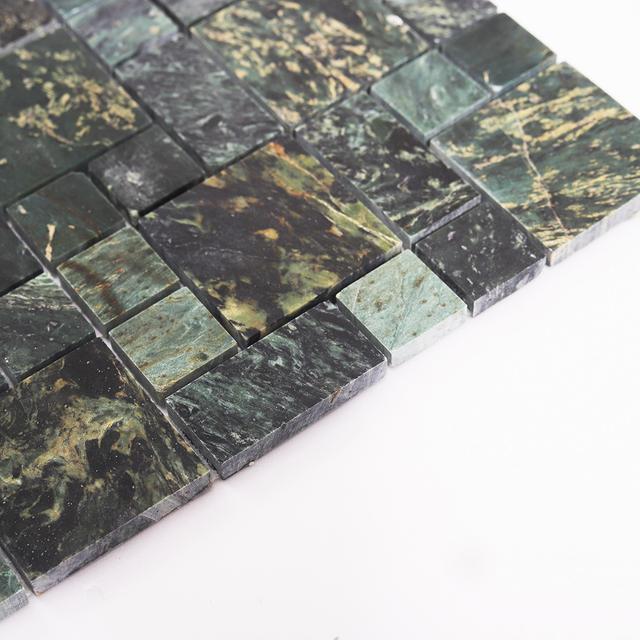 Dark Green Natural Marble Honed Mosaic Bathroom Tiles — mosaic ghép nghệ thuật bằng đá marble xanh lục