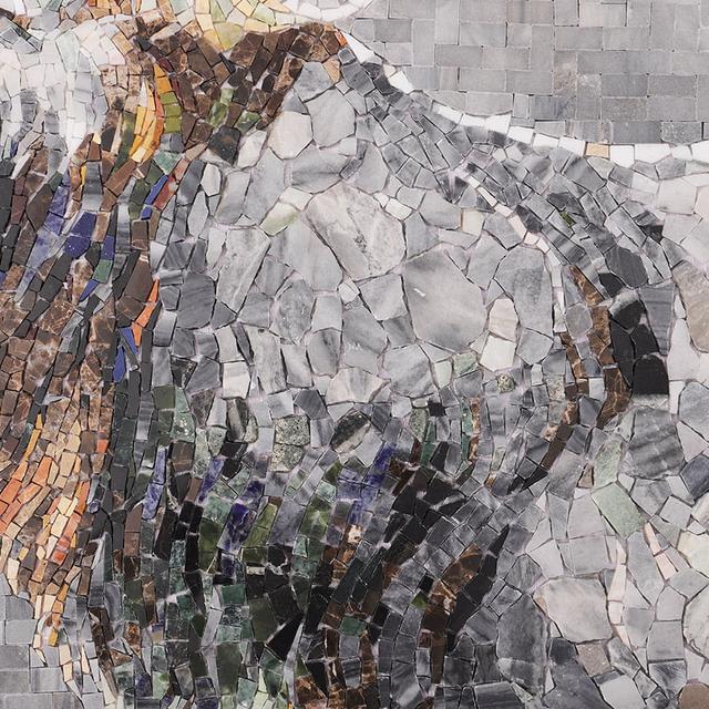 Grey Stag Mosaic Tile Mural: Elegant Marble Wall Art — mosaic ghép nghệ thuật bằng đá marble xám