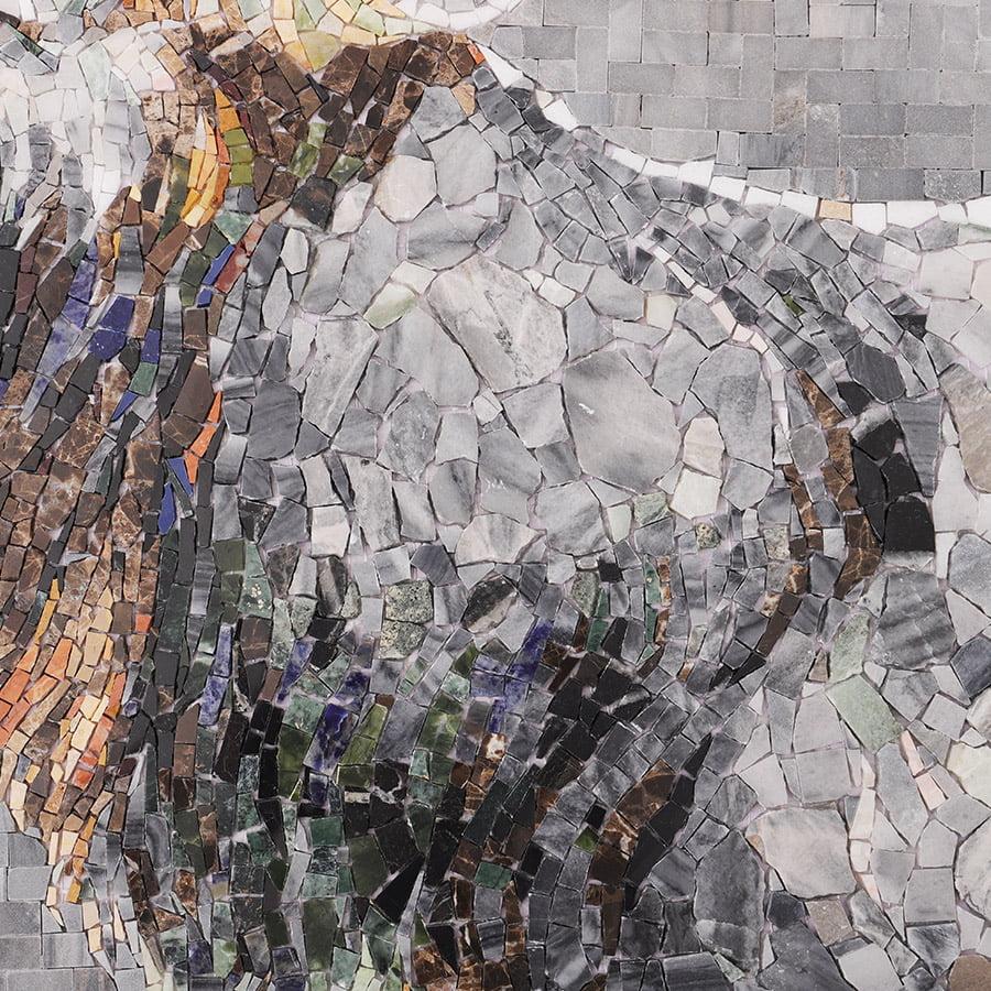 Grey Stag Mosaic Tile Mural: Elegant Marble Wall Art — mosaic ghép nghệ thuật bằng đá marble xám