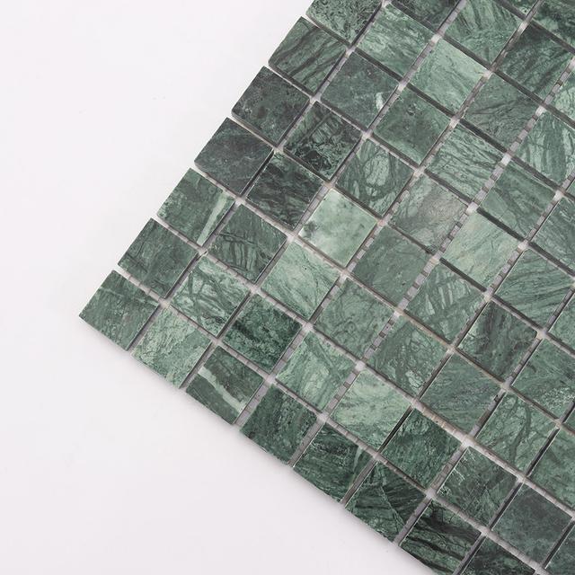 Dark Green Square Marble Mosaic Bathroom Floor Tile 12 in.X12 in. — mosaic vuông bằng đá marble xanh lục