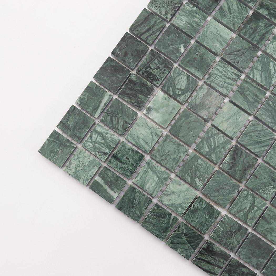 Dark Green Square Marble Mosaic Bathroom Floor Tile 12 in.X12 in. — mosaic vuông bằng đá marble xanh lục