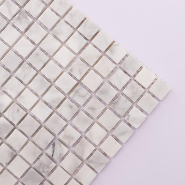 Carrara White Honed Marble Square Mosaic Tiles — mosaic vuông bằng đá marble trắng & trắng Carrara