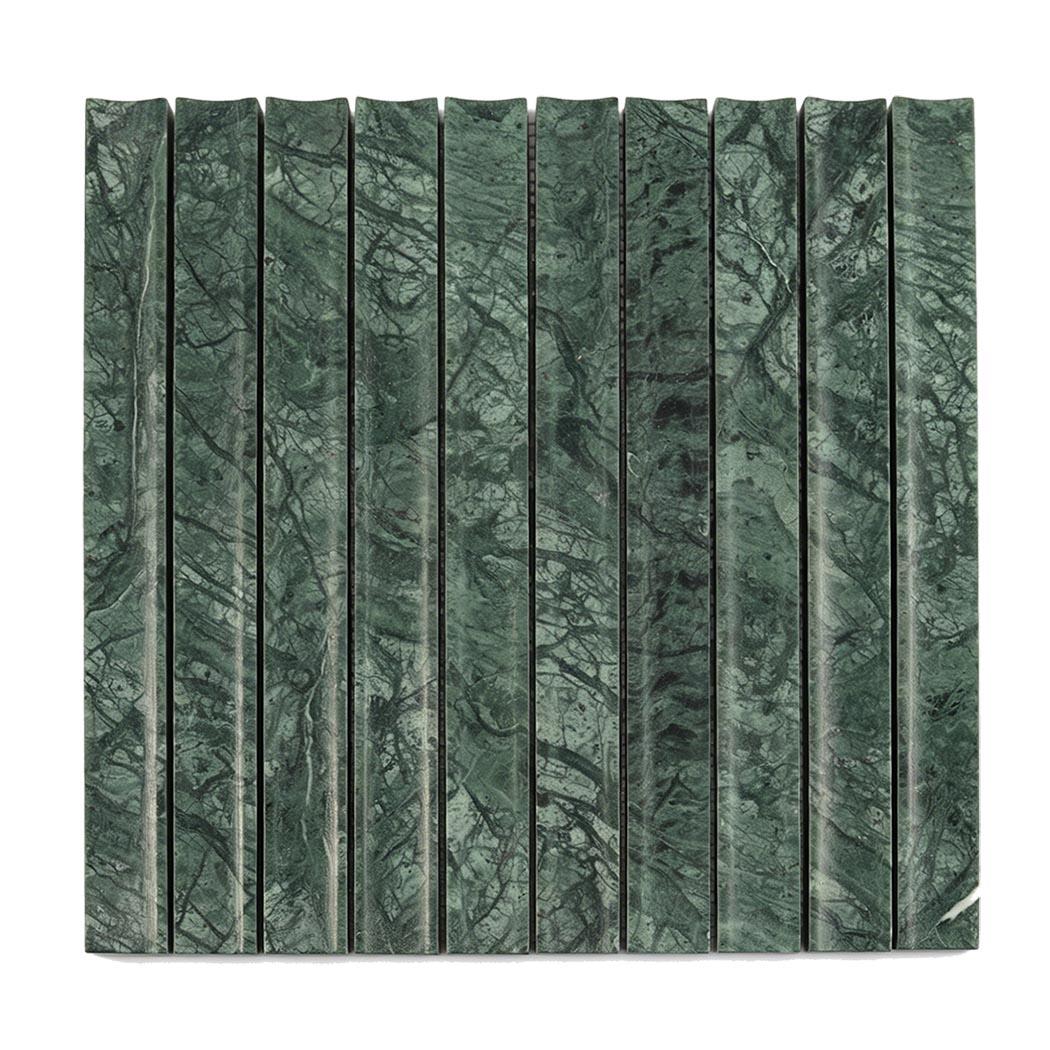 Empress Green Marble Fluted Tile — mosaic rãnh sọc (fluted) bằng đá marble xanh lục