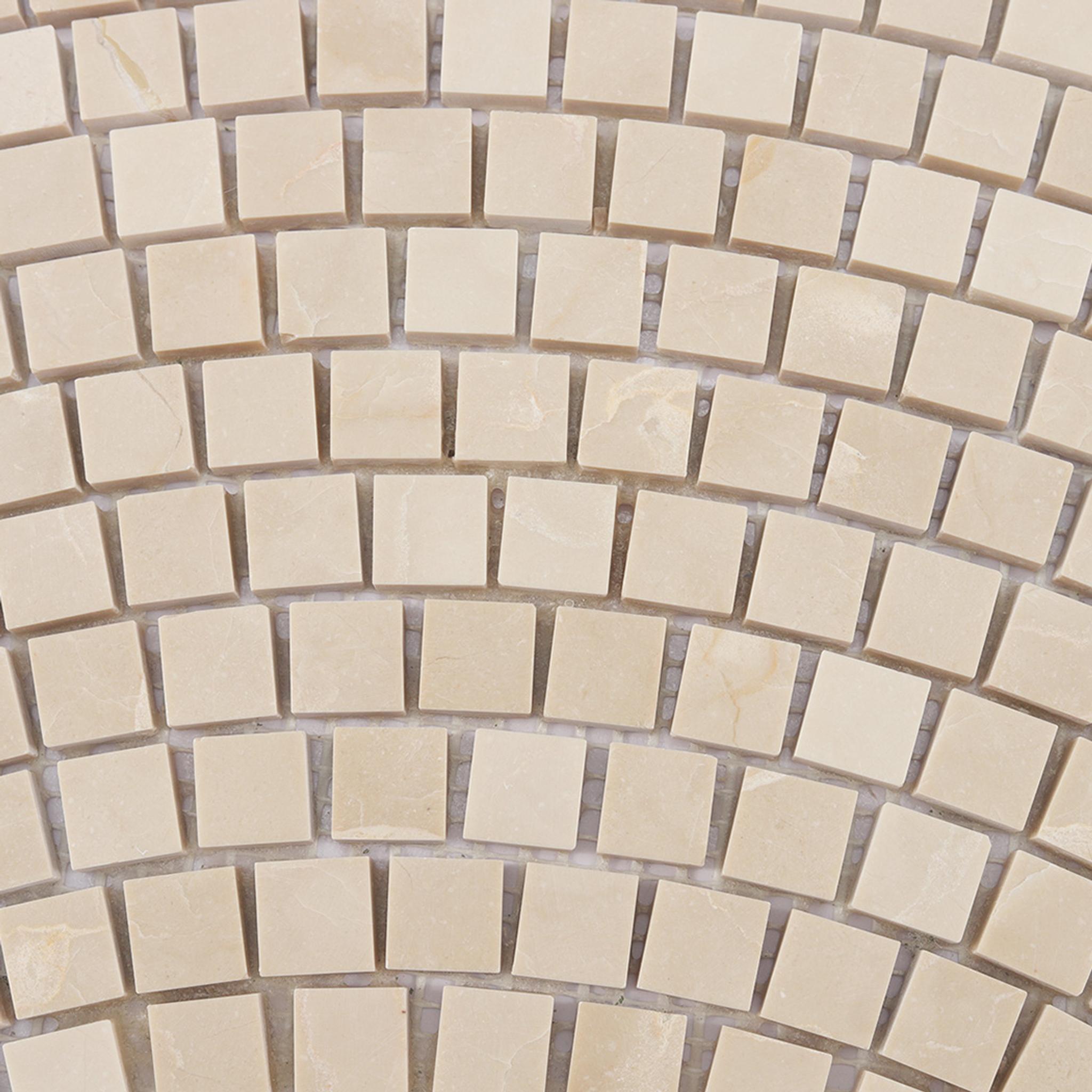 Beige Fan-Shaped Marble Mosaic — mosaic nan quạt bằng đá marble beige
