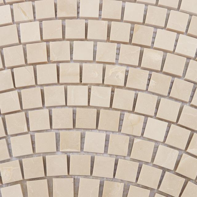 Beige Fan-Shaped Marble Mosaic — mosaic nan quạt bằng đá marble beige