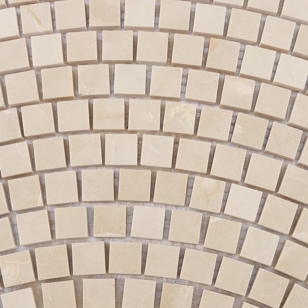 Beige Fan-Shaped Marble Mosaic — mosaic nan quạt bằng đá marble beige