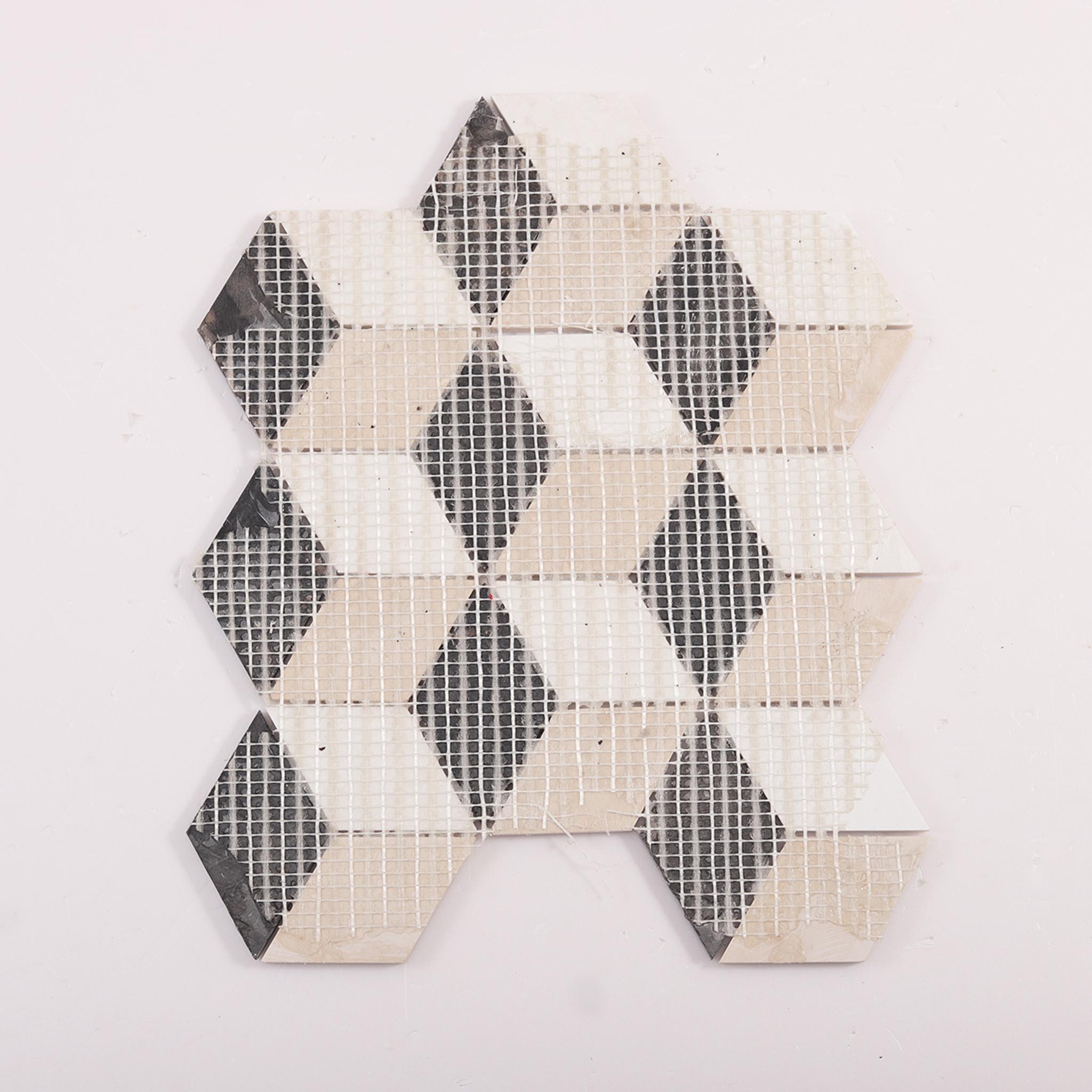 Black and White Diamond Cube Marble Tiles — mosaic ghép nghệ thuật bằng đá marble đen & trắng