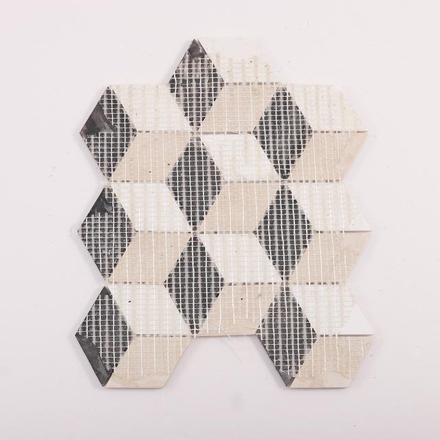 Black and White Diamond Cube Marble Tiles — mosaic ghép nghệ thuật bằng đá marble đen & trắng