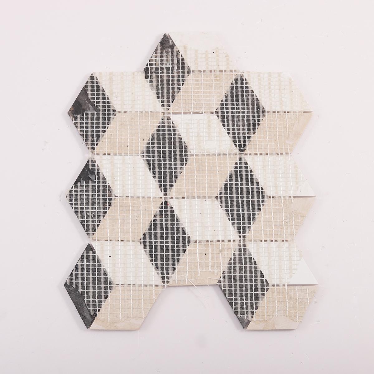 Black and White Diamond Cube Marble Tiles — mosaic ghép nghệ thuật bằng đá marble đen & trắng