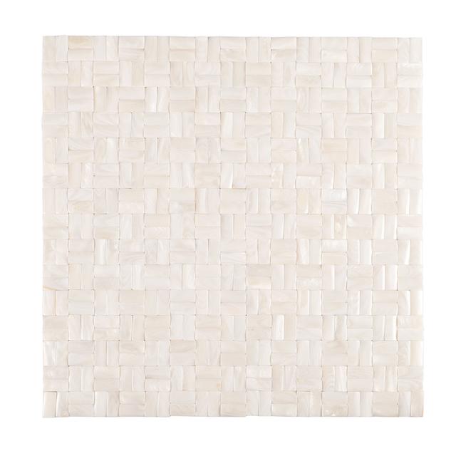 3D White Mother of Pearl Basket Weave Mosaic Tile — mosaic đan rổ (basketweave) bằng xà cừ trắng