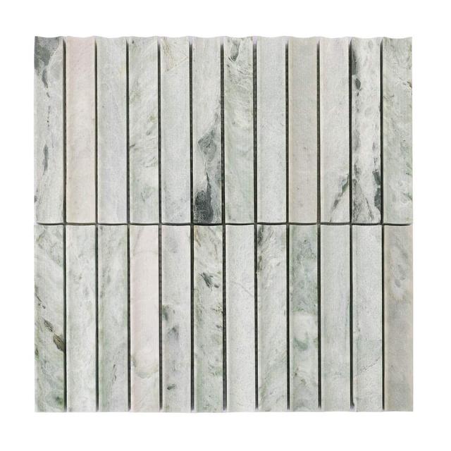 Ming Green Fluted Marble Honed Strip Mosaic Tile — mosaic rãnh sọc (fluted) bằng đá marble xanh lục