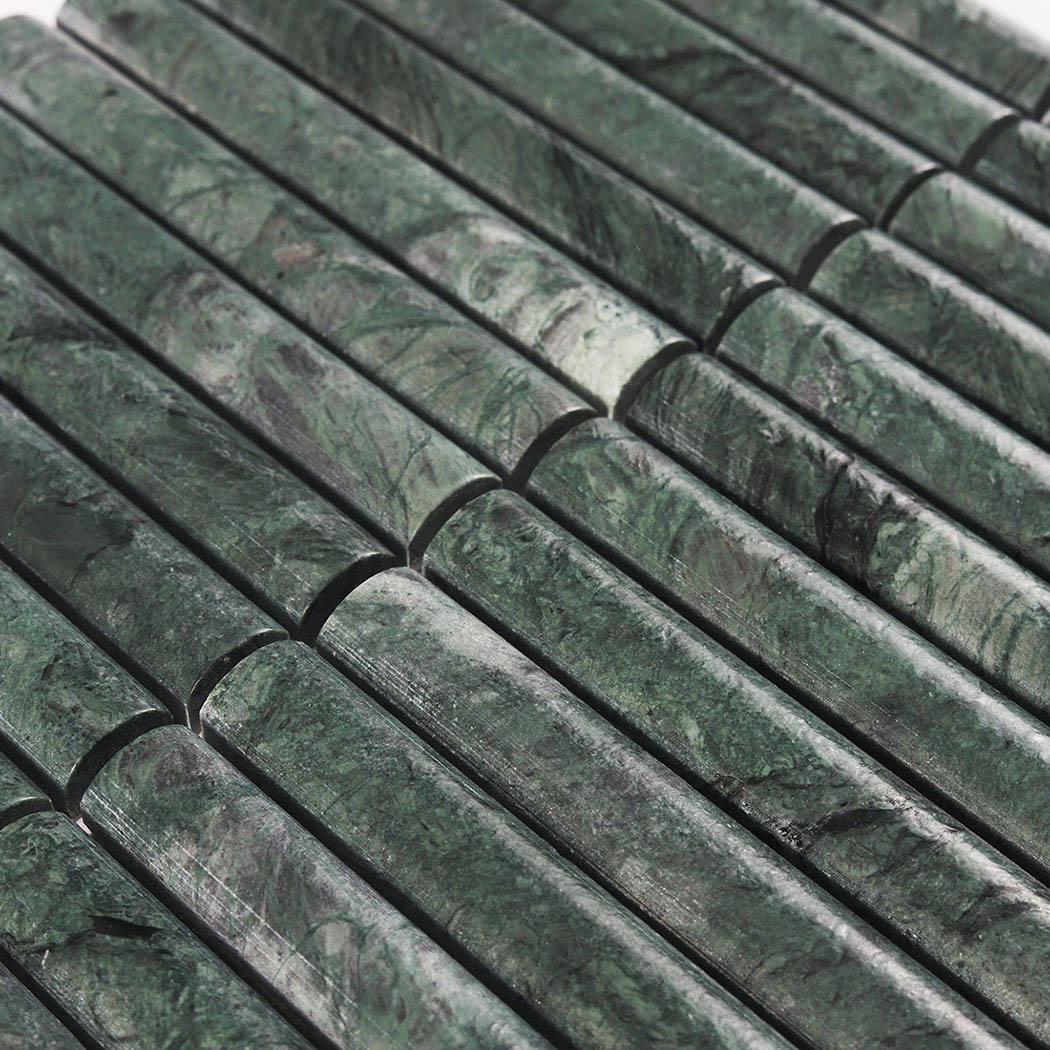 Half Round Vertical Linear Marble Tile Dark Green Fluted Mosaic — mosaic rãnh sọc (fluted) bằng đá marble xanh lục