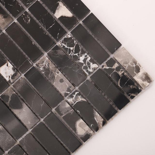 Nero Marquina Black Marble Mosaic Tiles for Bathrooms — mosaic ghép nghệ thuật bằng đá marble đen