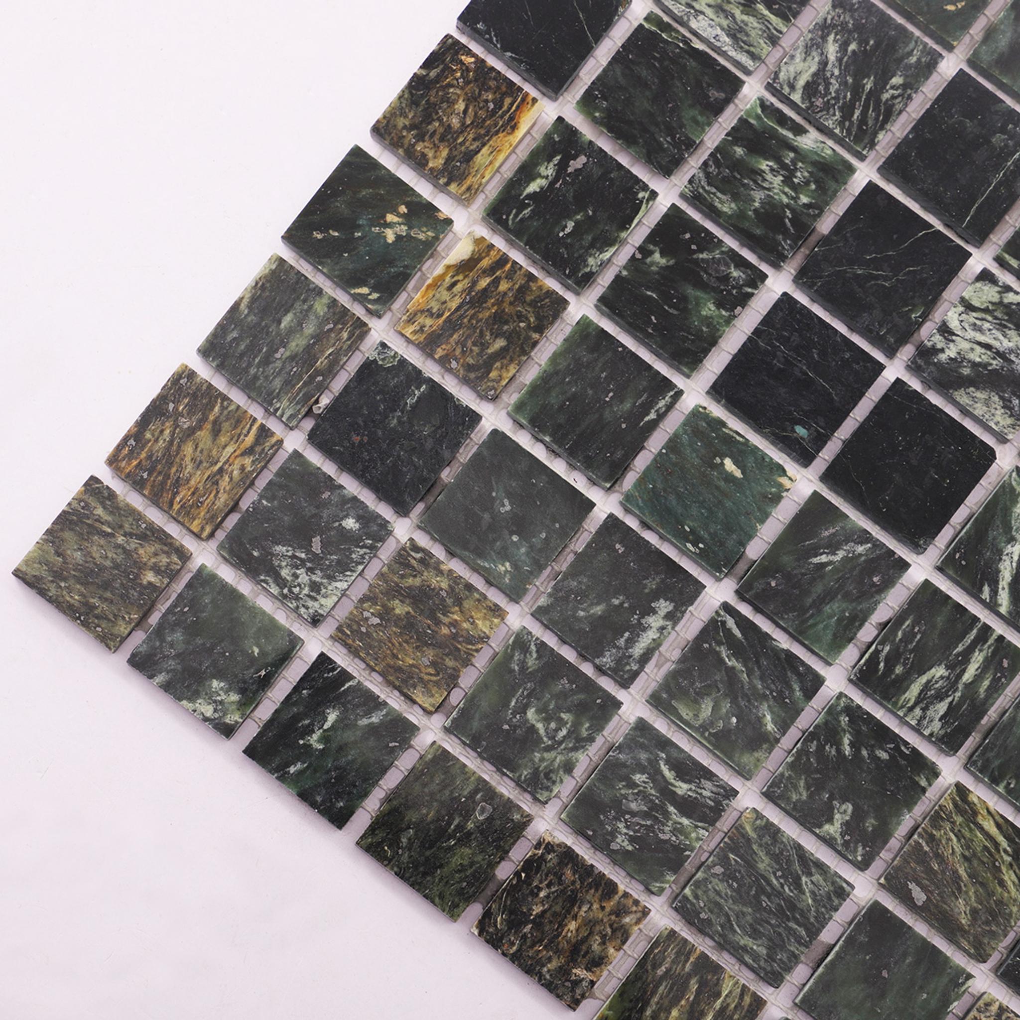 Empress Green Marble Mosaic Tiles 23x23mm — mosaic ghép nghệ thuật bằng đá marble xanh lục