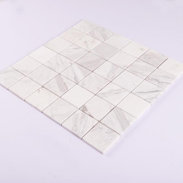 Jazz White Natural Marble Square Mosaic Tile — mosaic vuông bằng đá marble trắng