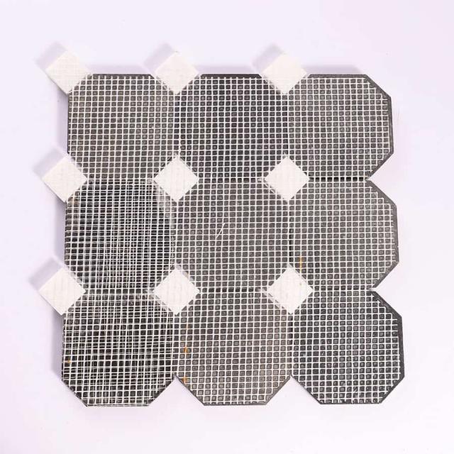 Black Octagon Marble With White Dot Mosaic floor Tile — mosaic ghép nghệ thuật bằng đá marble đen & trắng