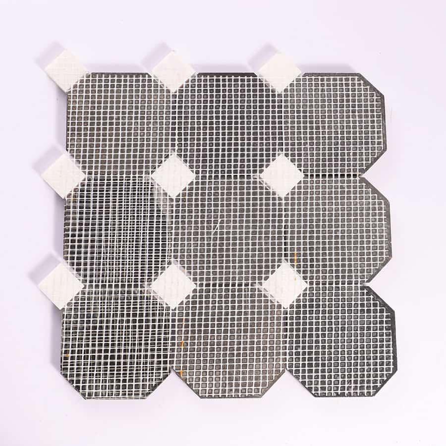 Black Octagon Marble With White Dot Mosaic floor Tile — mosaic ghép nghệ thuật bằng đá marble đen & trắng