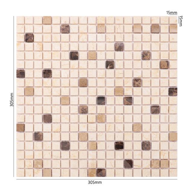 Crema Marfil and Emperador Marble Mosaic Tiles — mosaic ghép nghệ thuật bằng đá marble nâu Emperador