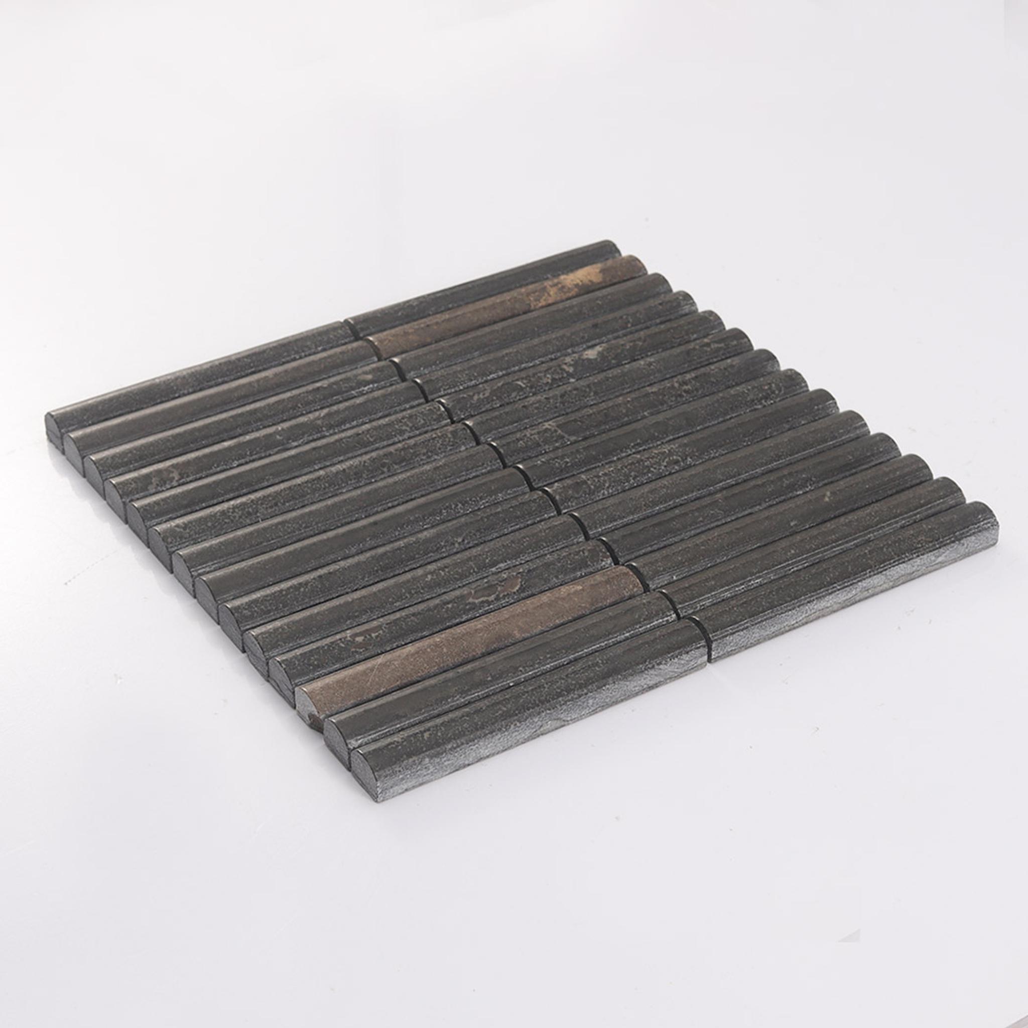 Dark Brown Fluted Marble Mosaic — mosaic rãnh sọc (fluted) bằng đá marble nâu trầm