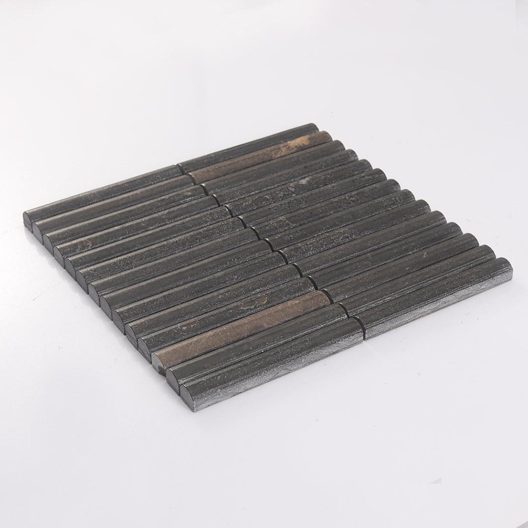 Dark Brown Fluted Marble Mosaic — mosaic rãnh sọc (fluted) bằng đá marble nâu trầm