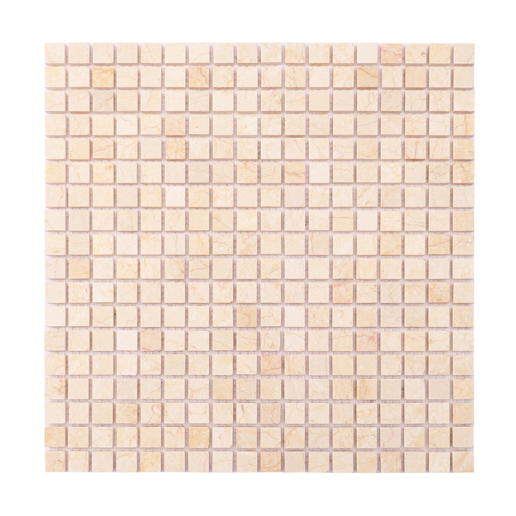 Crema Marfil Polished Beige Marble Mosaic Backsplash Tile — mosaic ghép nghệ thuật bằng đá marble beige
