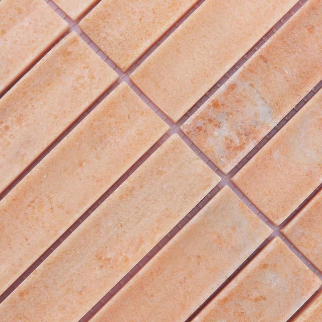 Orange Fluted Marble Mosaic Tile for Wall — mosaic rãnh sọc (fluted) bằng đá marble tự nhiên