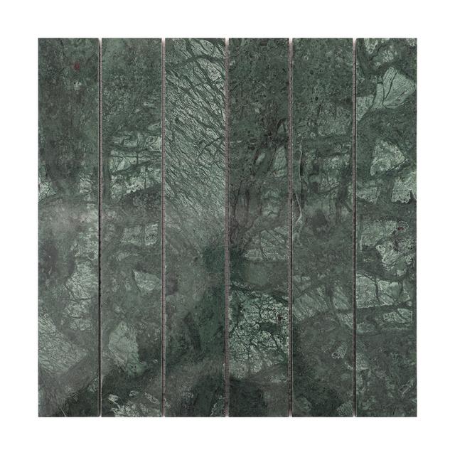 Long Stripe Dark Green Marble Vertical Subway Tile — mosaic subway (gạch thẻ) bằng đá marble xanh lục