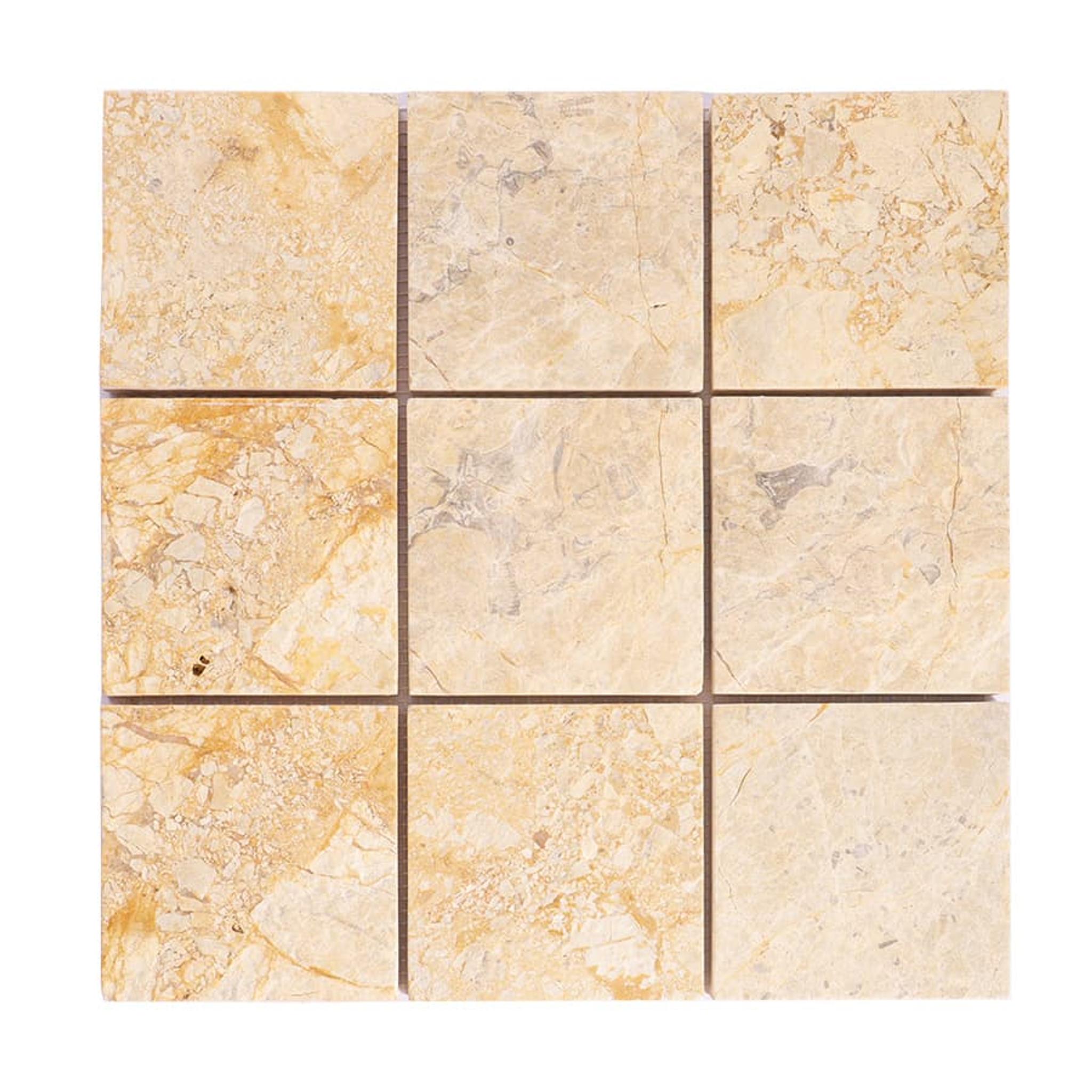 Beige Big Square Marble Mosaic Wall Tile — mosaic vuông bằng đá marble beige