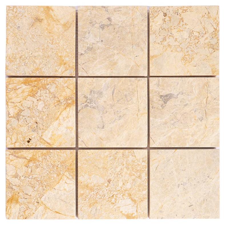 Beige Big Square Marble Mosaic Wall Tile — mosaic vuông bằng đá marble beige