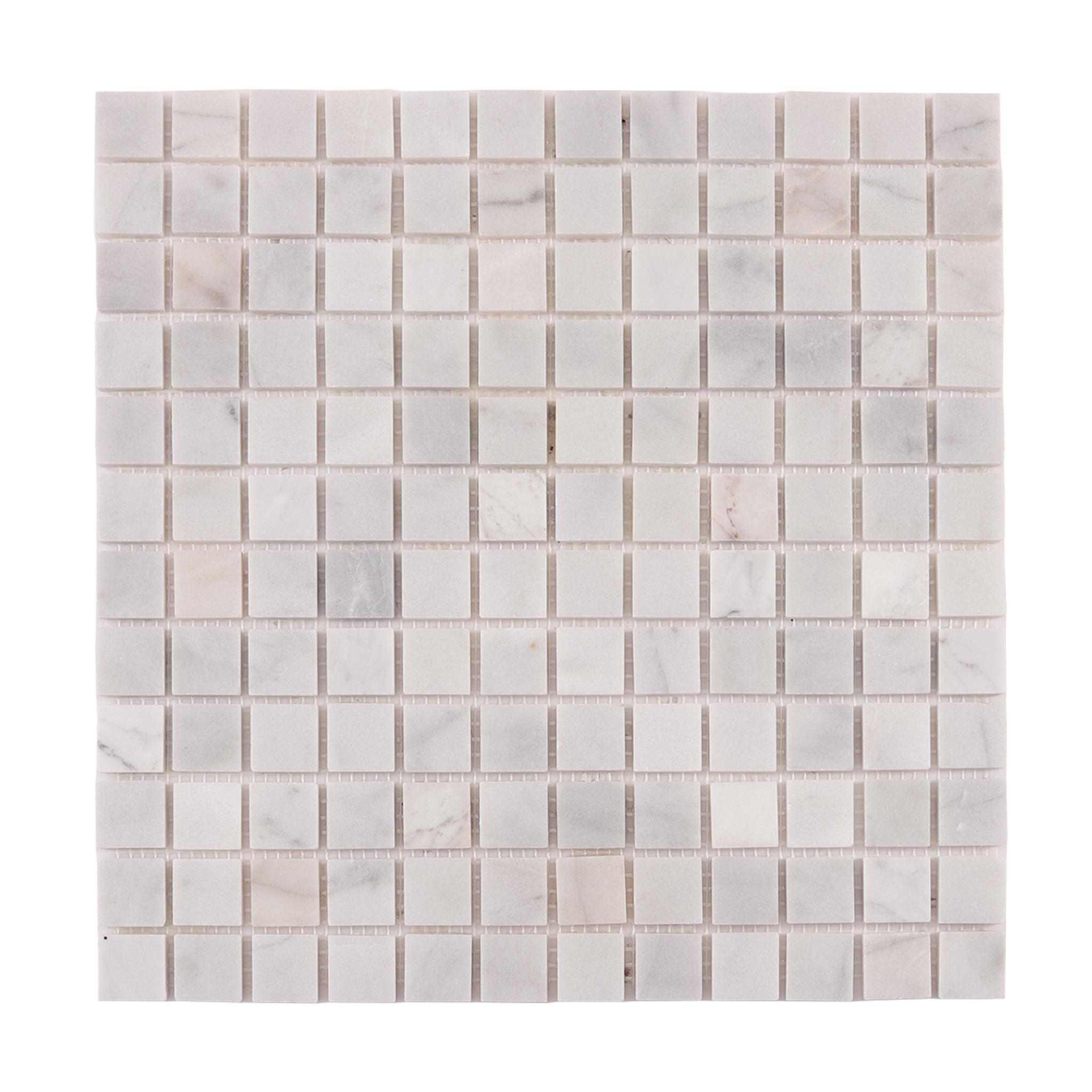 Carrara Venato Square Honed Marble Mosaic Tiles — mosaic vuông bằng đá marble trắng Carrara