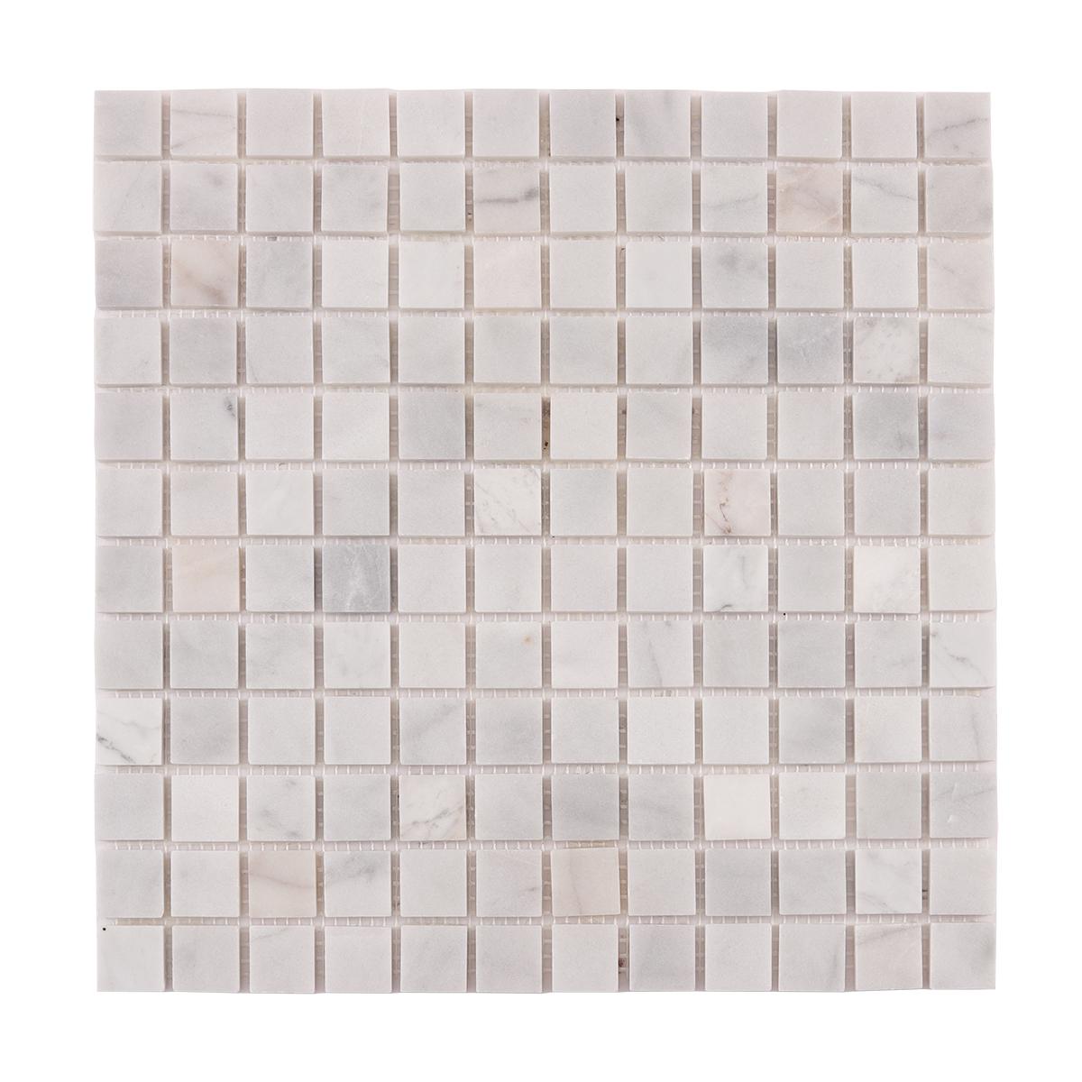 Carrara Venato Square Honed Marble Mosaic Tiles — mosaic vuông bằng đá marble trắng Carrara
