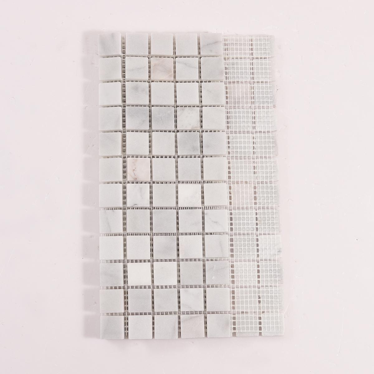 Carrara Venato Square Honed Marble Mosaic Tiles — mosaic vuông bằng đá marble trắng Carrara