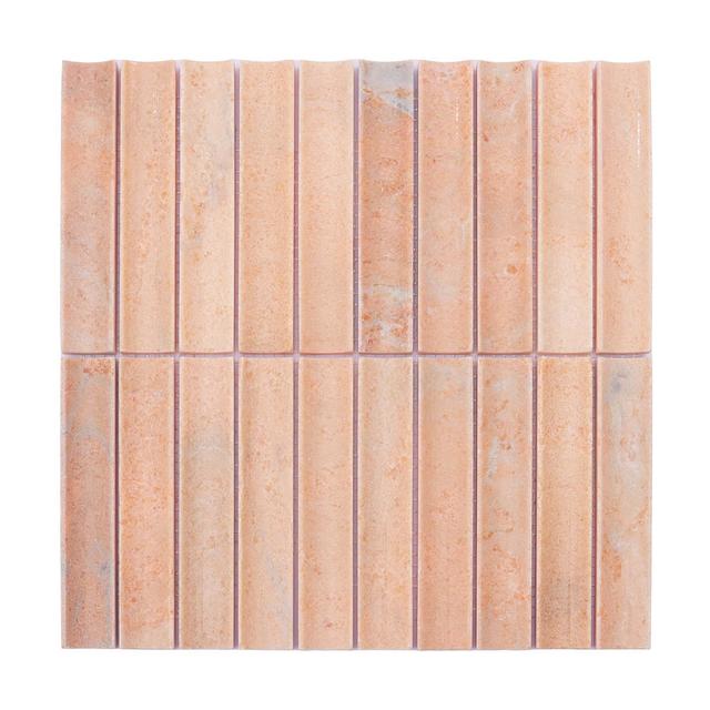 Orange Fluted Marble Mosaic Tile for Wall — mosaic rãnh sọc (fluted) bằng đá marble tự nhiên