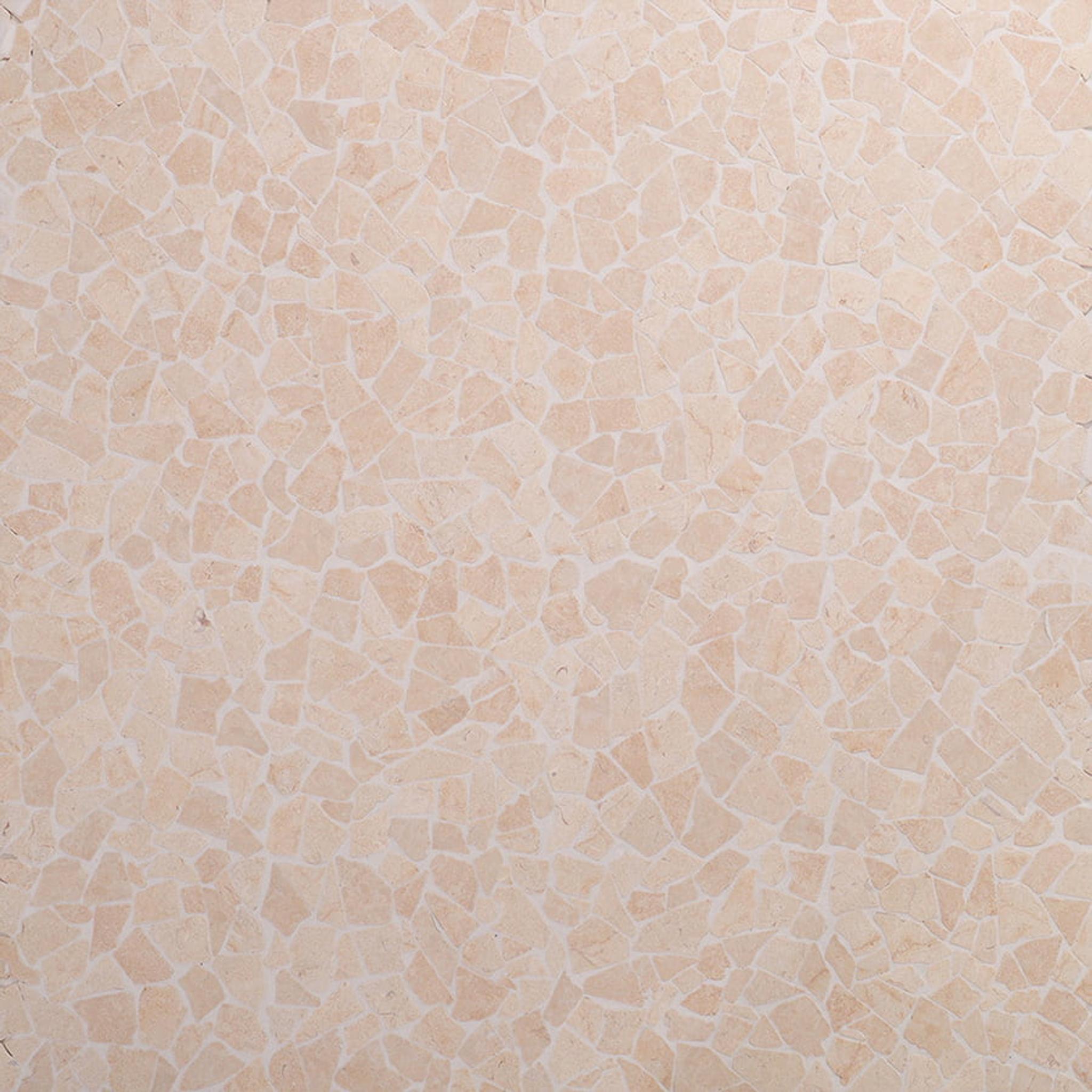Beige Natural Stone Flat Pebble Mosaic Tiles — mosaic ghép nghệ thuật bằng đá marble beige