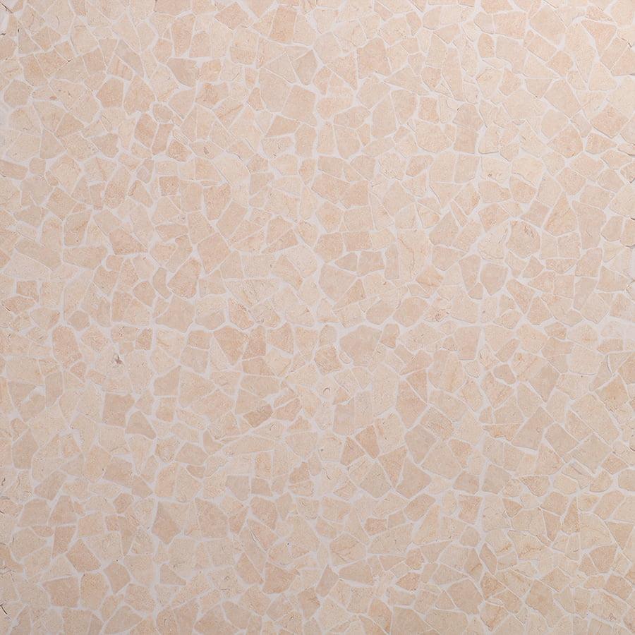 Beige Natural Stone Flat Pebble Mosaic Tiles — mosaic ghép nghệ thuật bằng đá marble beige
