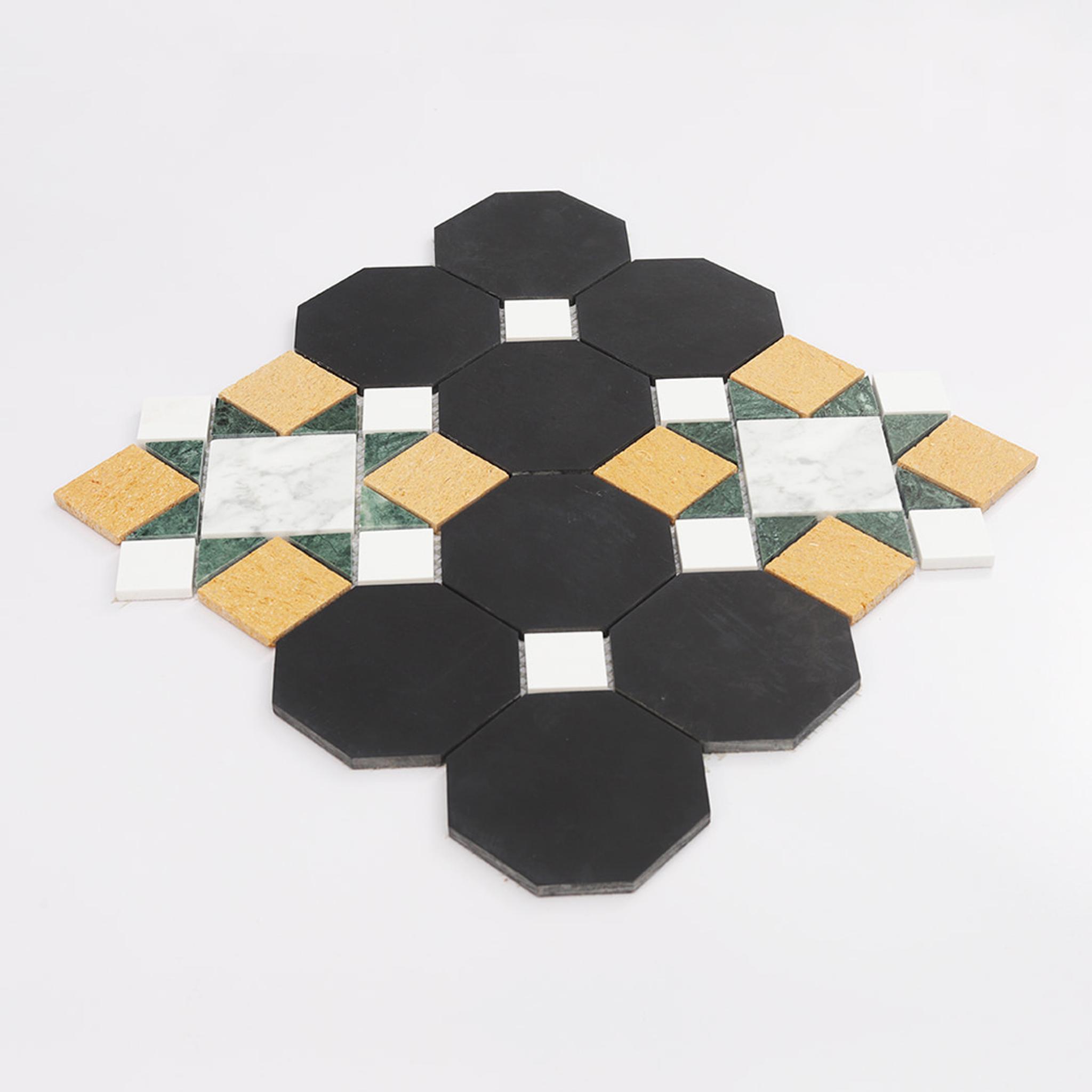 Multicolor Geometric Marble Mosaic Tile — mosaic ghép nghệ thuật bằng đá marble tự nhiên