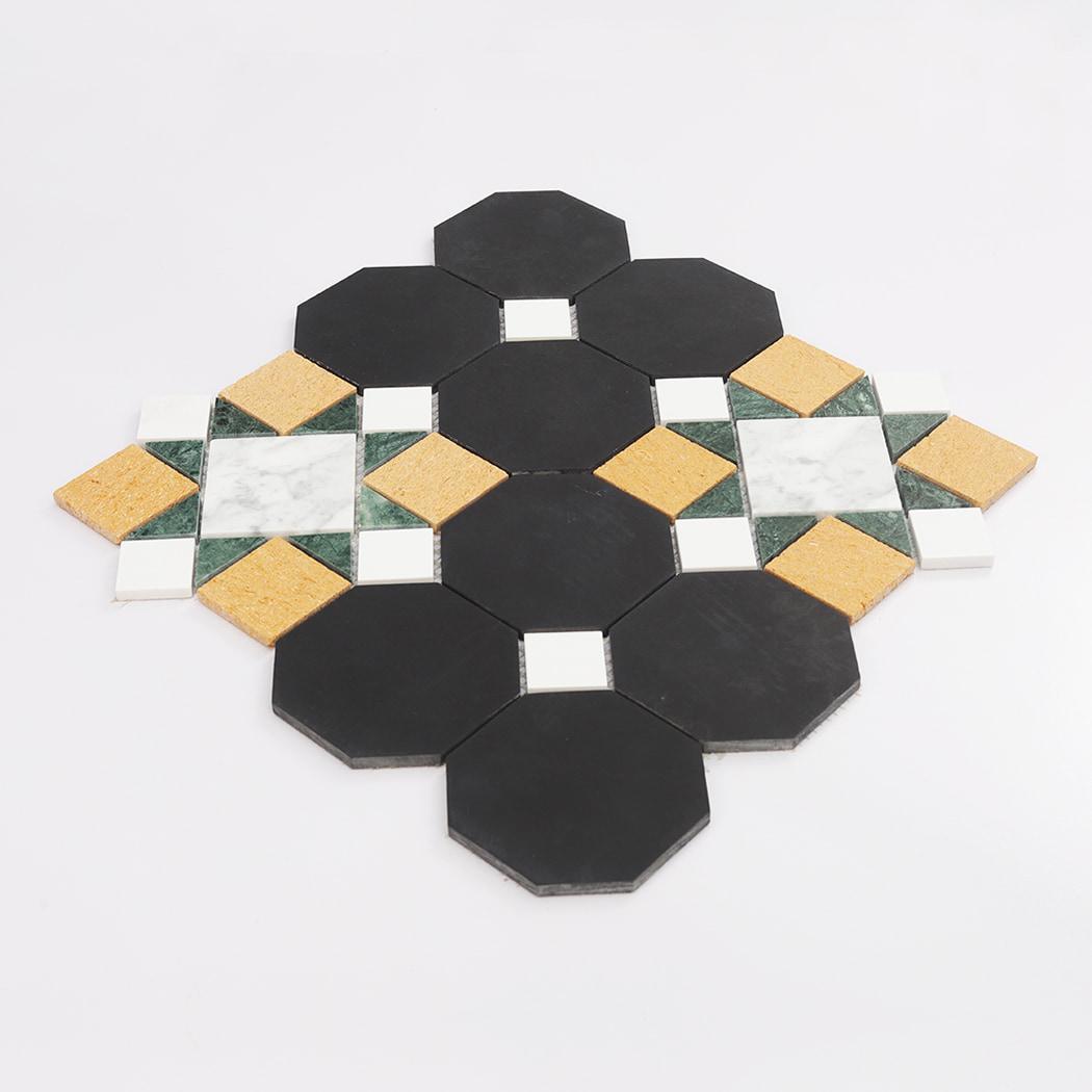 Multicolor Geometric Marble Mosaic Tile — mosaic ghép nghệ thuật bằng đá marble tự nhiên
