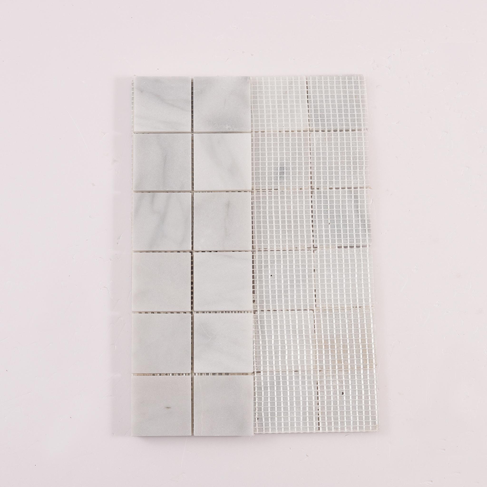 Carrara Venato Square Marble Mosaic Tiles — mosaic vuông bằng đá marble trắng Carrara