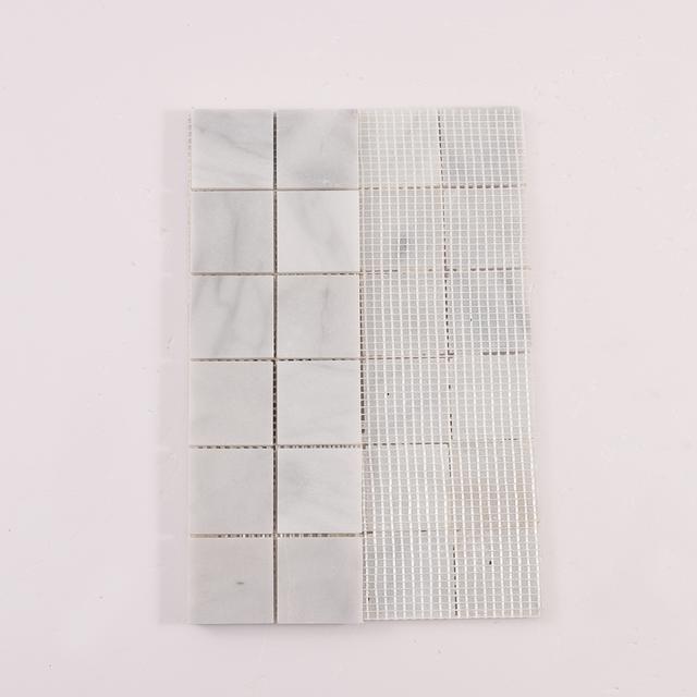 Carrara Venato Square Marble Mosaic Tiles — mosaic vuông bằng đá marble trắng Carrara