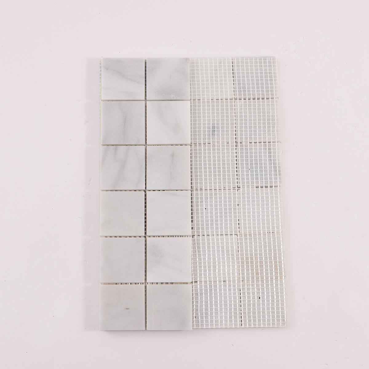 Carrara Venato Square Marble Mosaic Tiles — mosaic vuông bằng đá marble trắng Carrara