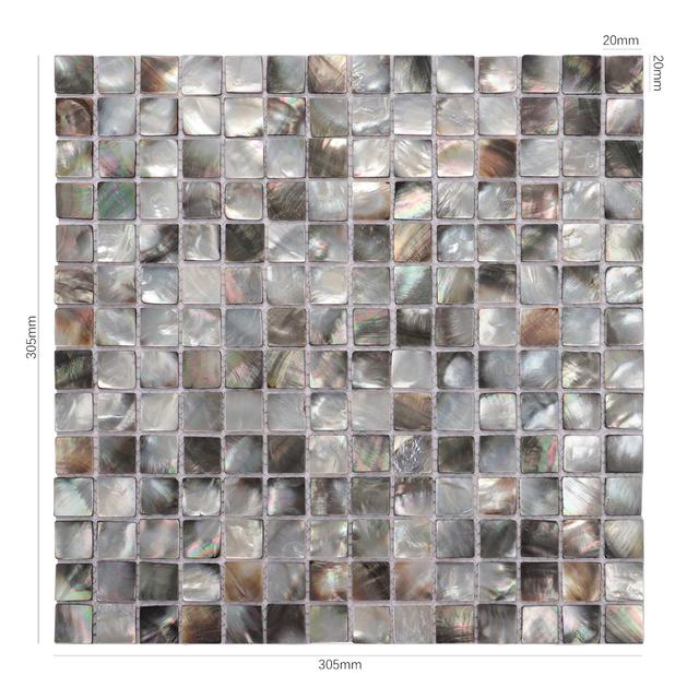 Black Seashell Square Mosaic — mosaic vuông bằng xà cừ đen ánh xà cừ