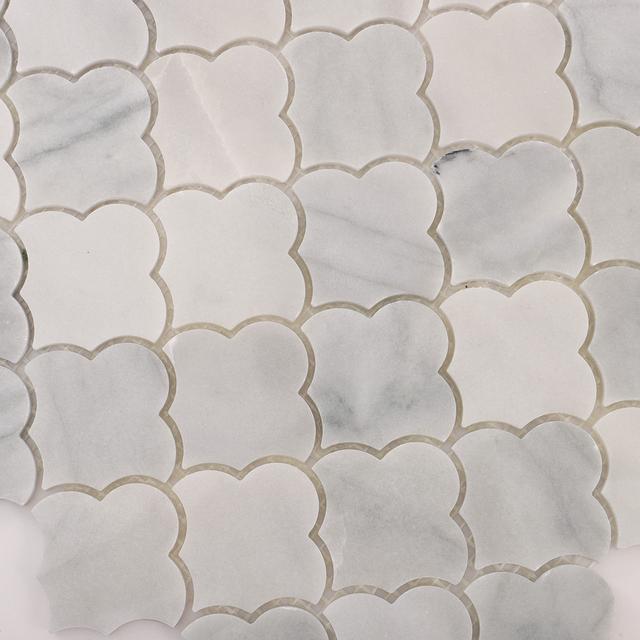 Carrara White Cloud Natural Stone Mosaic Tiles — mosaic ghép nghệ thuật bằng đá marble trắng & trắng Carrara